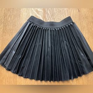 Faux Leather Black Pleated Skirt